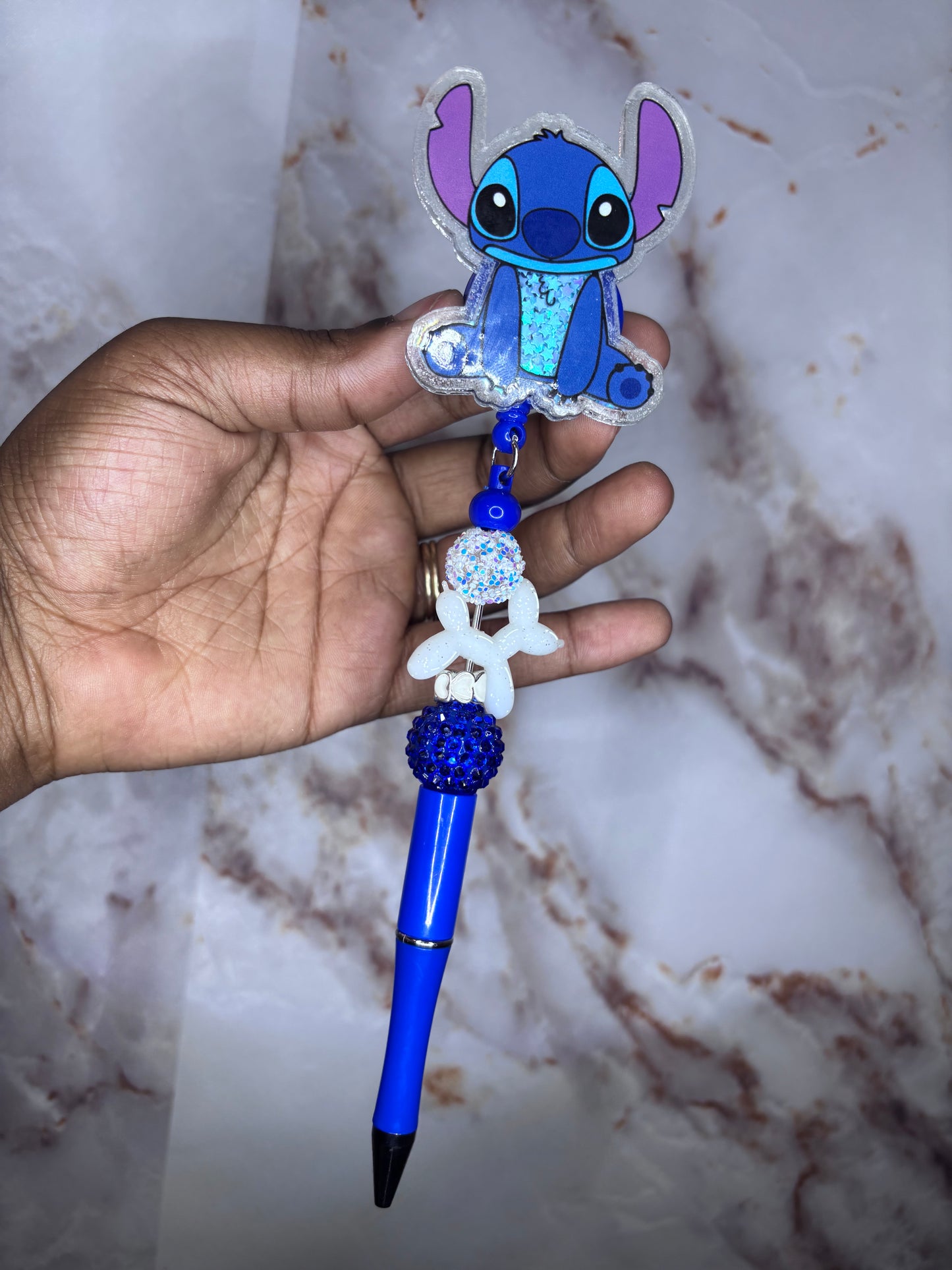 Stitch blue pen badge