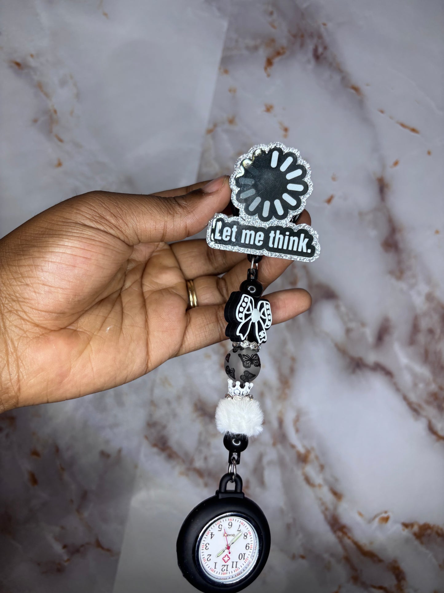 Thinking clock badge