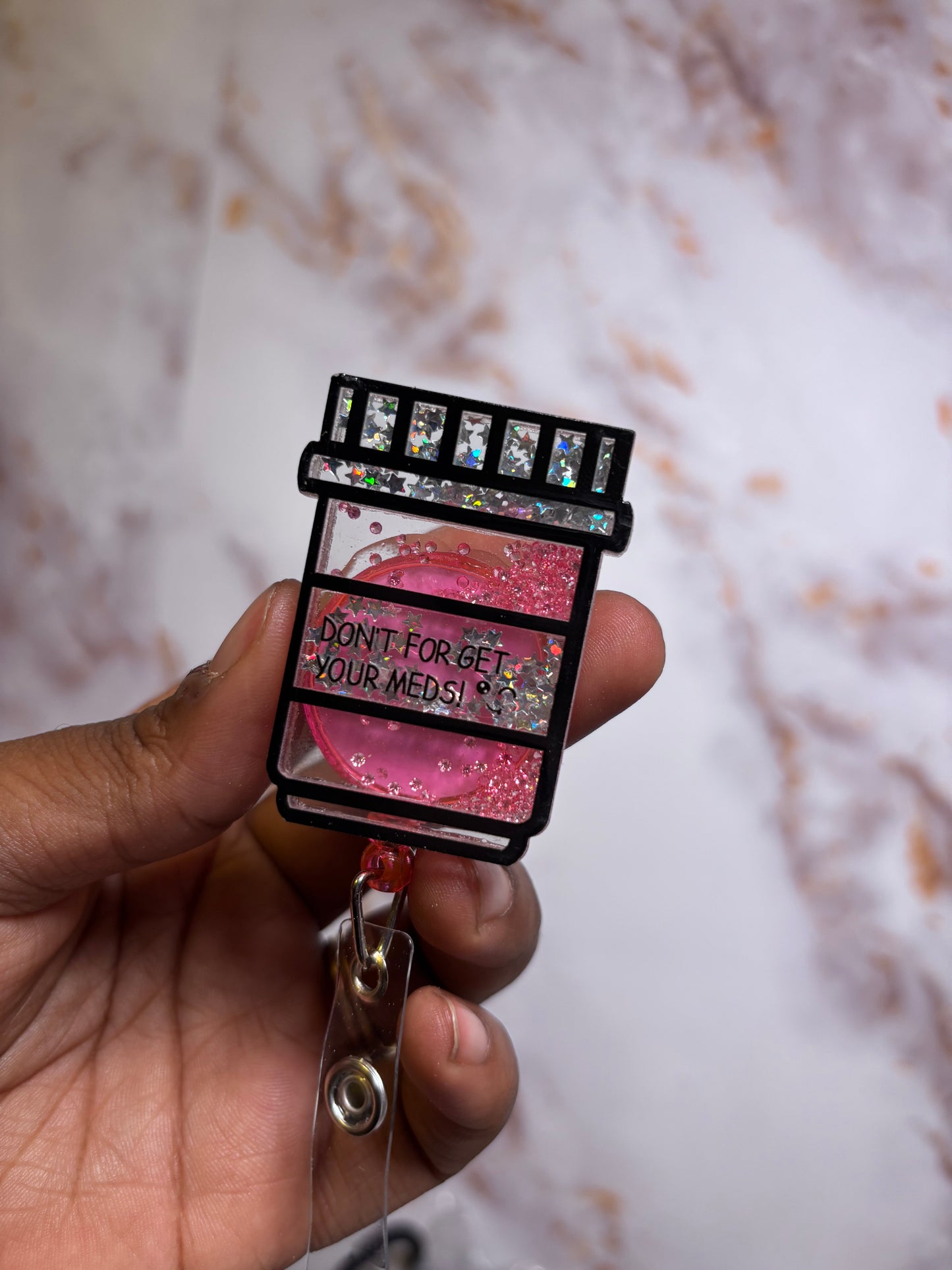 Take your meds shaker badge