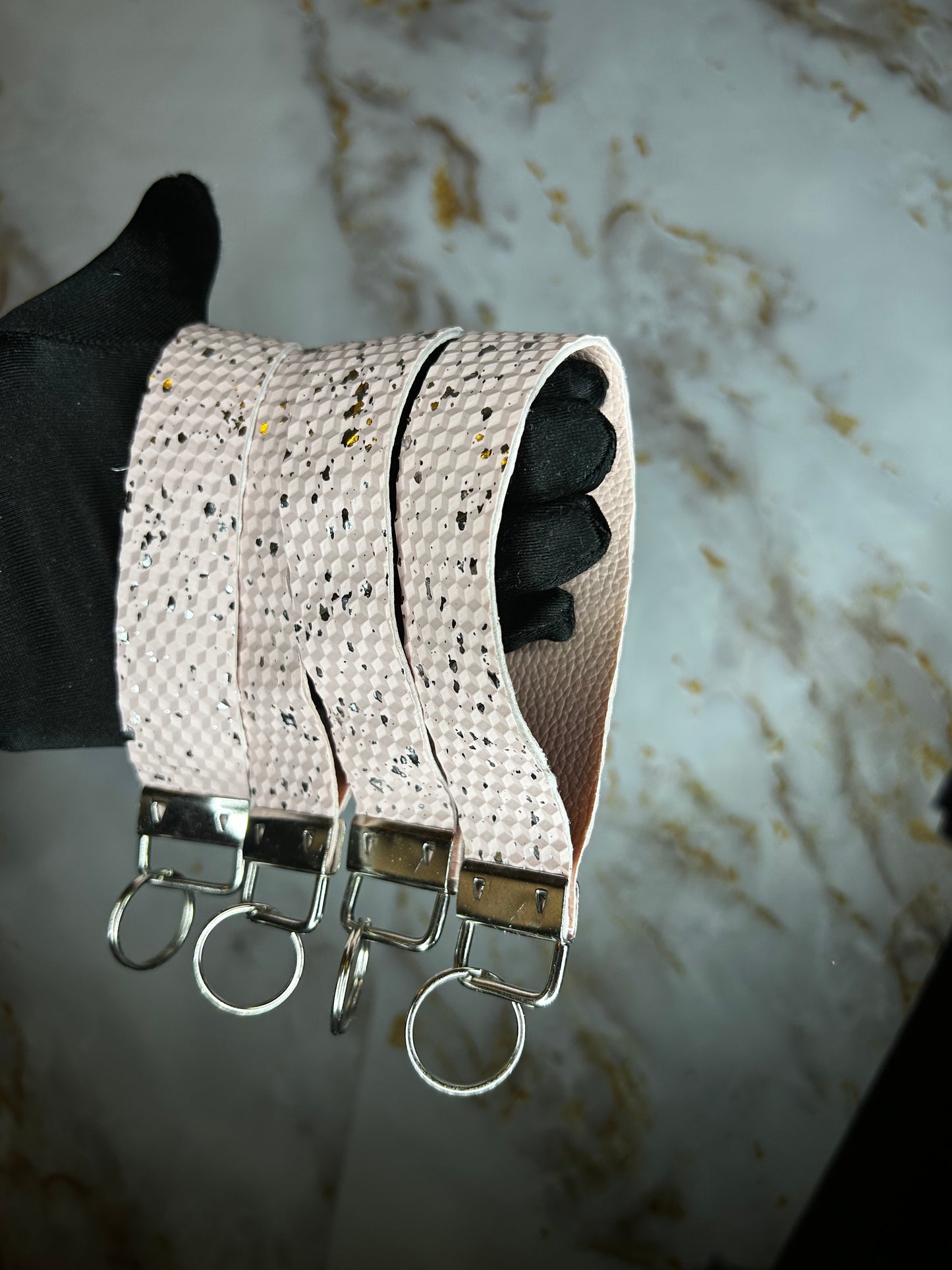 Pink and silver wristlet