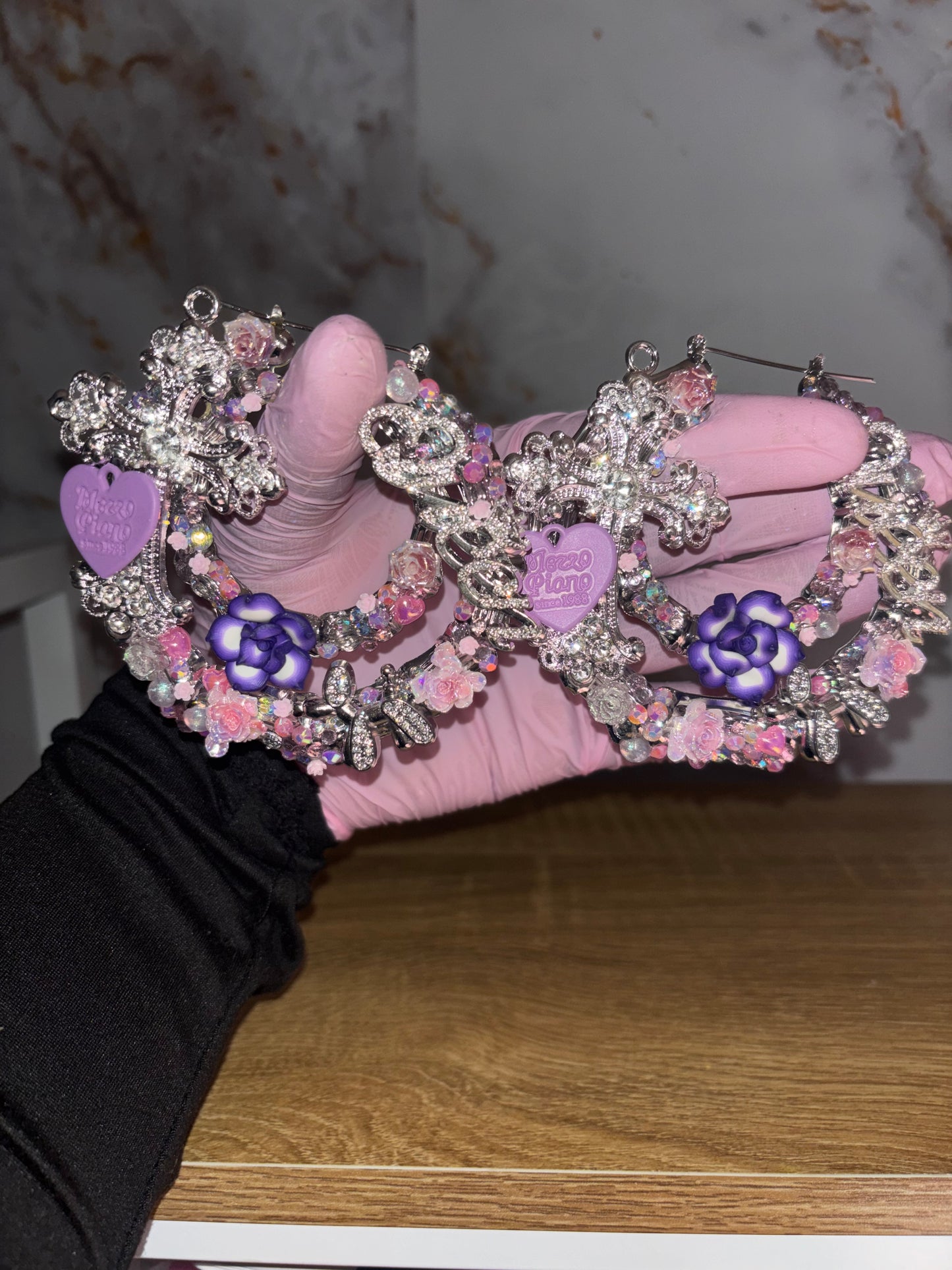 Purple bling earrings