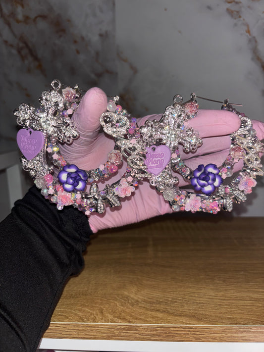 Purple bling earrings