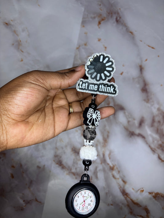 Thinking clock badge