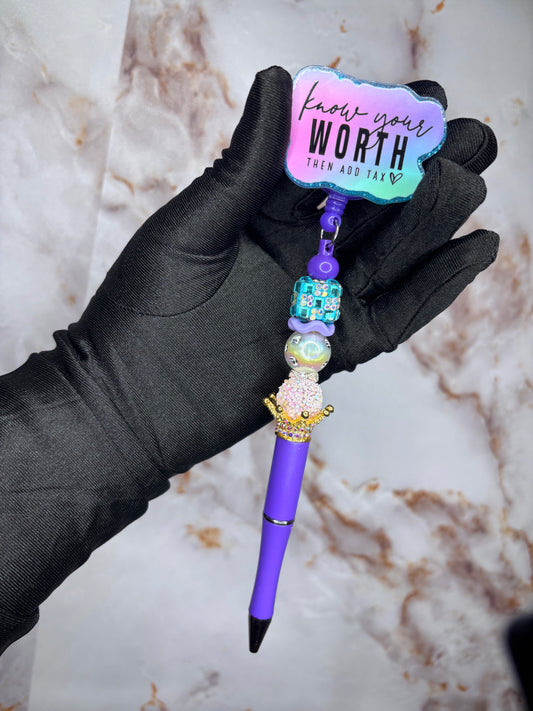 Know your worth pen badge