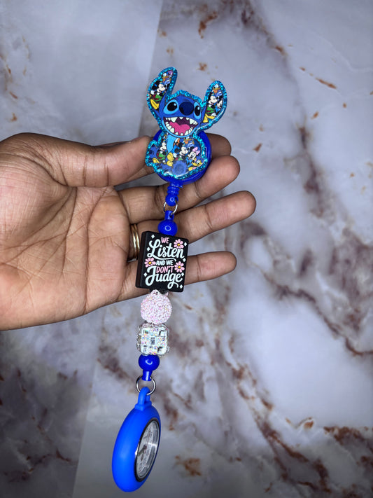 Stitch clock badge