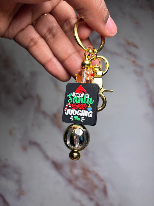 Santa  judging keychain badge