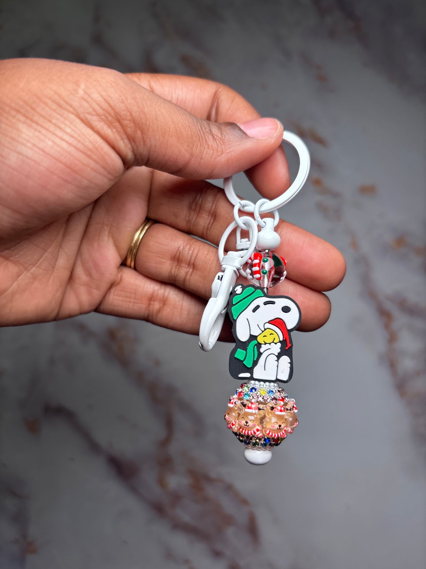 Snoopy Christmas keychain badge